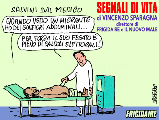 Testo di Vincenzo Sparagna direttore di FRIGIDAIRE e IL NUOVO MALE. Grafica di Maila Navarra. Vignetta di Fabrizio Fabbri