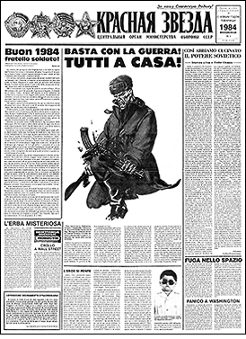 L'edizione italiana della falsa Stella Rossa, realizzata da Vincenzo Sparagna e Savik Shuster e diffusa clandestinamente in Afghanistan, in Urss e nell'Est europeo. Pubblicata su FRIGIDAIRE n.37, dicembre 1983